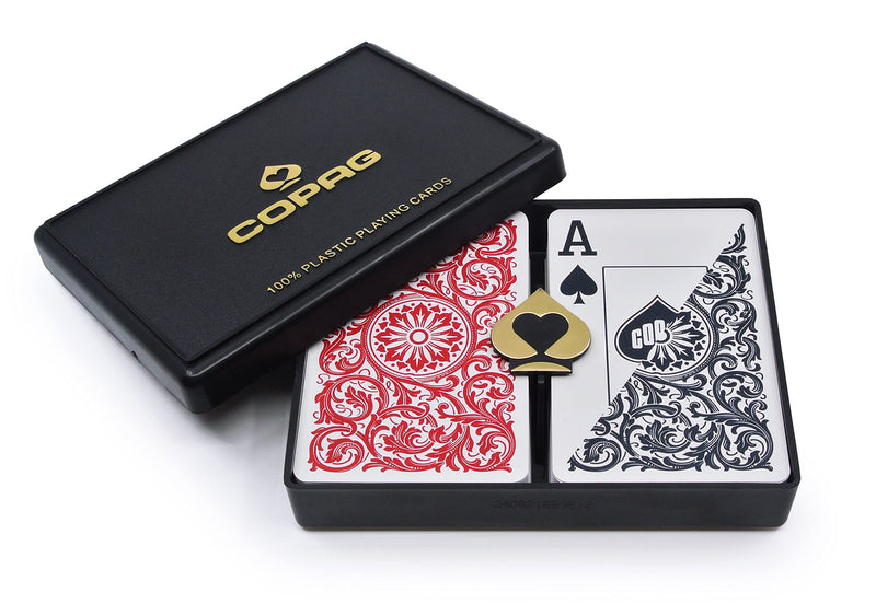 Copag 1546 Design 100% Plastic Playing Cards, Bridge Size Red/Black Double Deck Set (Jumbo Index) Jumbo Index - BeesActive Australia