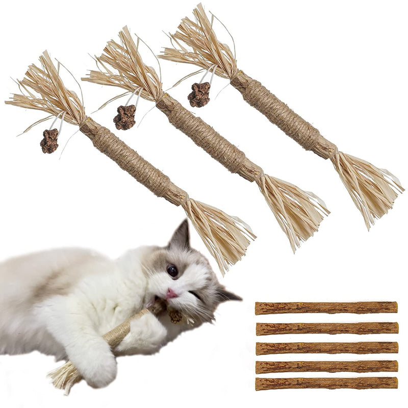 FURBB Cat Toys for Indoor Cats, Catnip Kitten Toys, Interactive Cat Toy for Indoor Cats, Natural Silvervine Stick Catmint Ball Sticks Cat Chew Toy for Kitten Lick Wooden Toy Cats Enjoy Sticks shape - BeesActive Australia