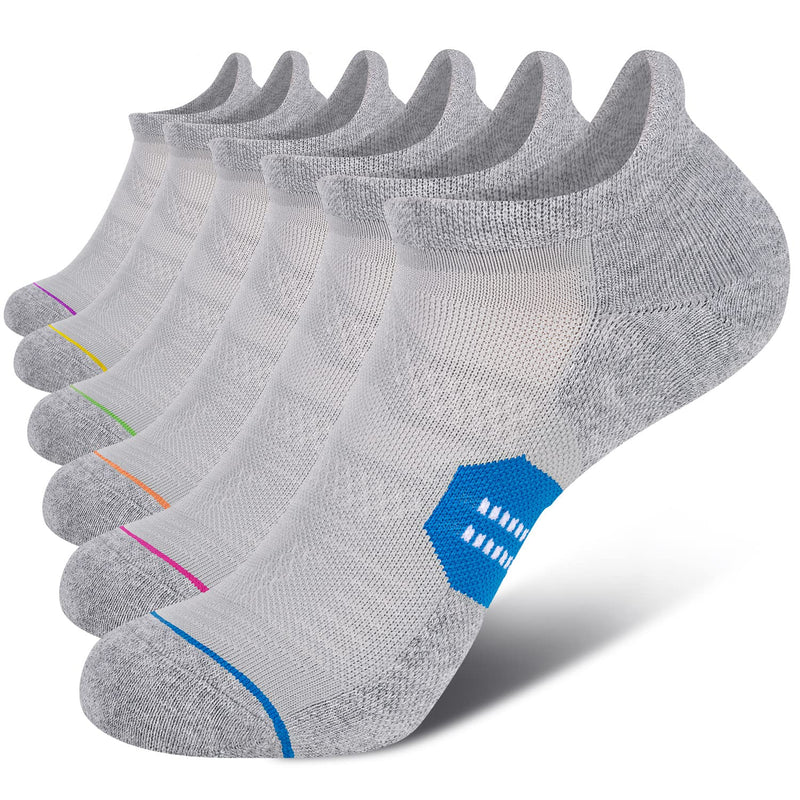 6 Pack Women's Ankle Running Socks Cushioned Low Cut Tab Athletic Socks Grey Mixed Small - BeesActive Australia