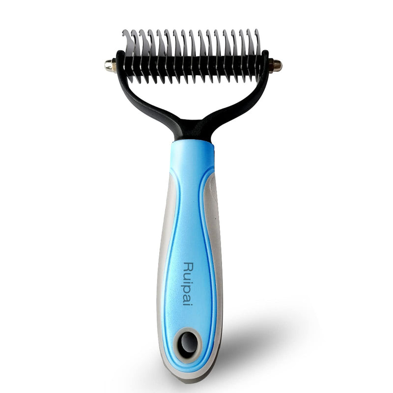 Ruipai undercoat rake for dogs -Pet Grooming Brush, for shedding is used to remove the hair pads and tangles of dogs and cats, large hair removal base , Blue ，double-sided professional -Detangler Comb - BeesActive Australia