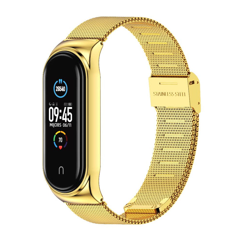 MIJOBS Strap for Xiaomi Mi Band 5 Mi Band 6 Breathable Replacement Strap for Band 4/Mi Band 3 Smart Band Watch Strap Wristband Bracelet for Women Men Gold - BeesActive Australia