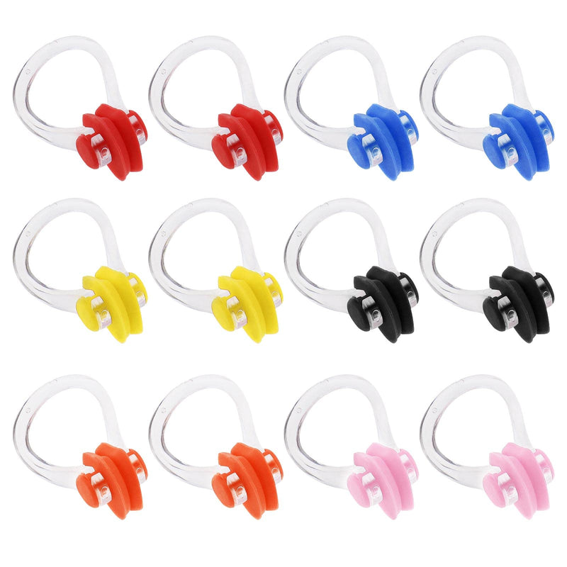 SING F LTD 12Pcs Swimming Nose Clips for Diving Swimming Training Surfing Beginner Children Adult Soft Silicone Comfortable Multicolor Waterproof Sports Accessories - BeesActive Australia