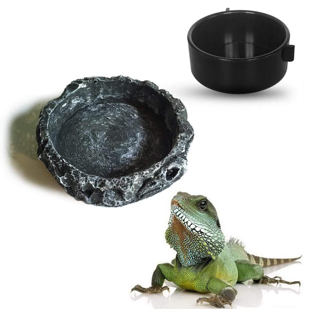 Lizard Water Bowl Tortoise Feeder Dish Resembles Natural Rock in Appearance Feeding Reptiles with Live Worms Suitable for Gecko Spider Scorpion Chameleon - BeesActive Australia