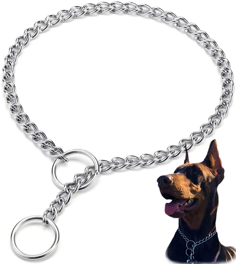 YUANKEXIANG Dog Choke Collar, Slip P Chain, Choke Chain Collars for Small Medium Large Dogs, Training Obedience Control Chain Dog Collars Adjustable Stainless Steel Chew Proof 20 Inch, 2.5mm (Pack of 1) - BeesActive Australia