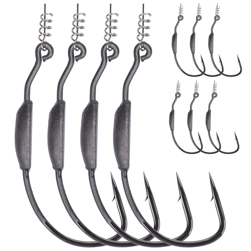 Bombrooster Weighted Hooks with Twist Lock,Soft Plastic Swimbaits Offset Weedless Fish Hook 3/0 4/0 5/0 Pack of 10,Drop Shot Fishing Swimbait Hook for Bass E(10pcs 3/16oz Hook) - BeesActive Australia
