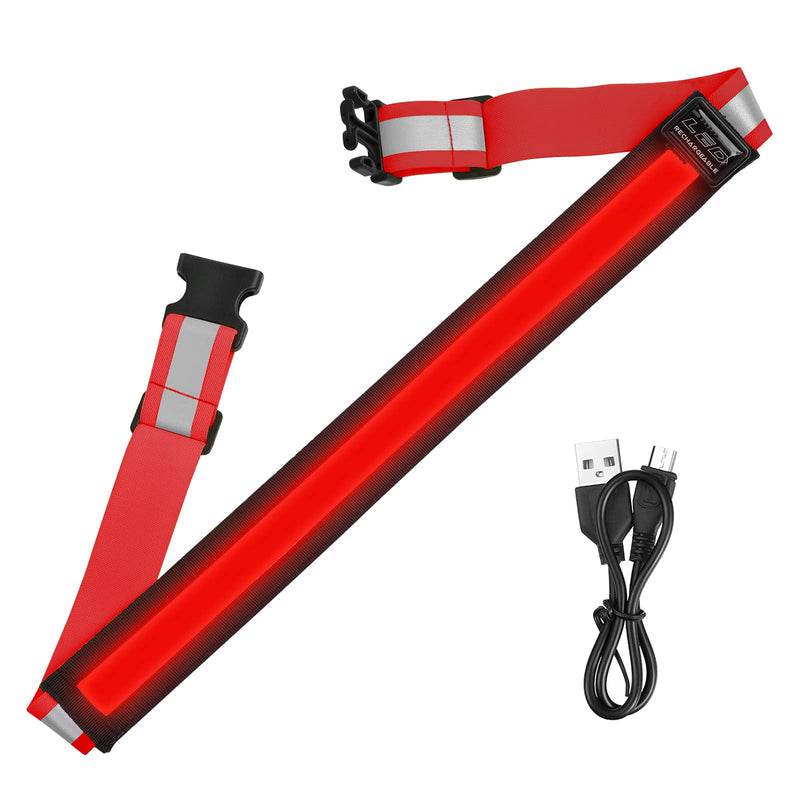 esonstyle LED Reflective Belt USB Rechargeable Running Gear,High Visibility Light Up Waist Belt for Men/Women/Kids Walking, Cycling,Camping Night Satety Outdoor Sports Red - BeesActive Australia