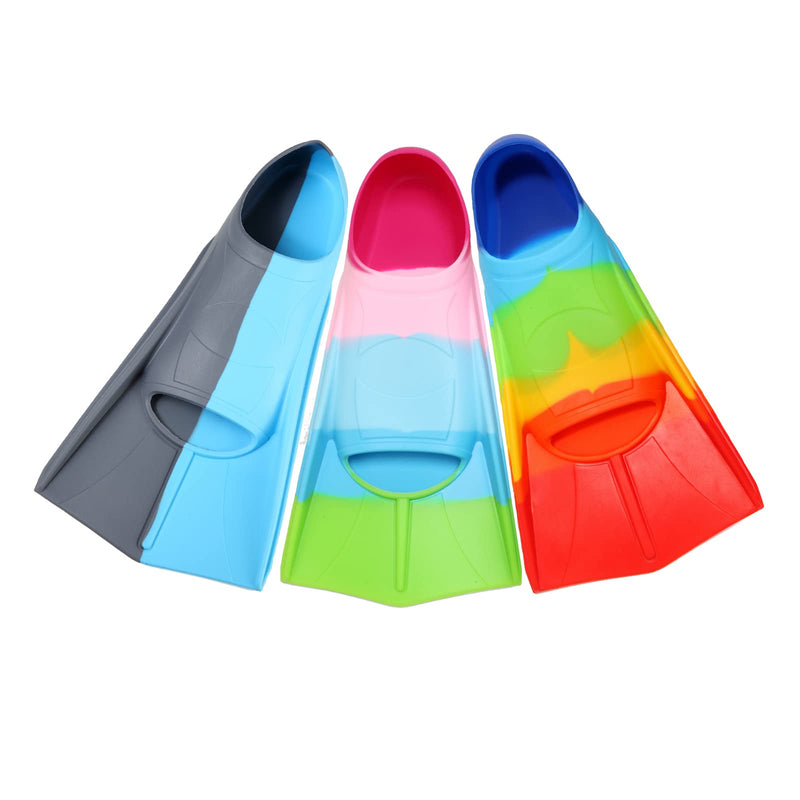Foyinbet Kids Swim Fins,Short Youth Fins Swimming Flippers for Lap Swimming and Training for Child,Girls,Boys SkyBlue / LightGray Small - BeesActive Australia