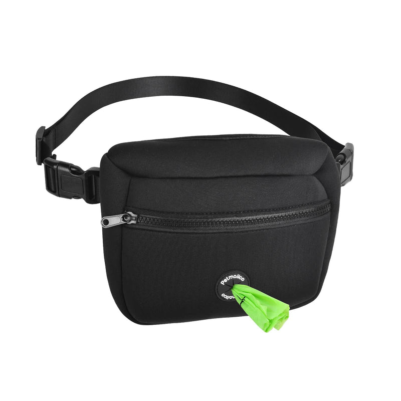 Petmolico Neoprene Dog Treat Pouch, Auto Closed Dog Training Pouch Fanny Pack Wasit Bag with Dog Poop Bag Dispenser for Hands-Free Dog Walking Black - BeesActive Australia
