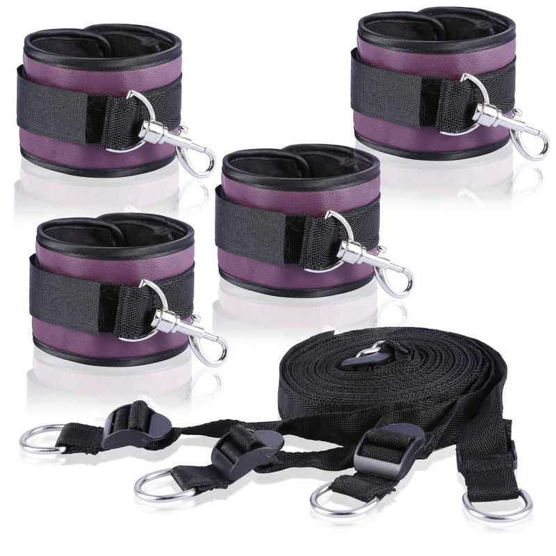Purple PU Ankle Strap Fitness Wrist Cuff with D Ring Exercises Belt Gym Strap - BeesActive Australia