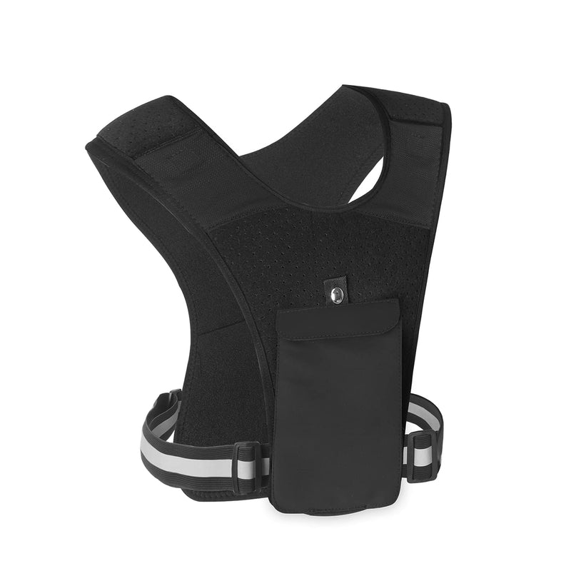 Training and Running Vest Phone Holder, with Adjustable Waistband, Reflective Workout Gear, Black - BeesActive Australia