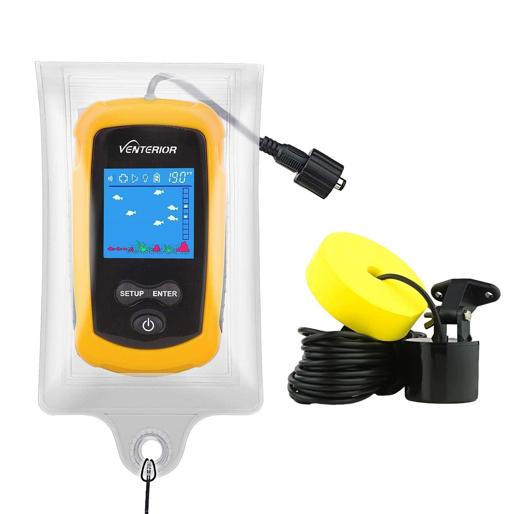 Venterior Portable Fish Finder Depth Finders with Sonar Transducer, LCD Display and Water Resistant Bag - BeesActive Australia