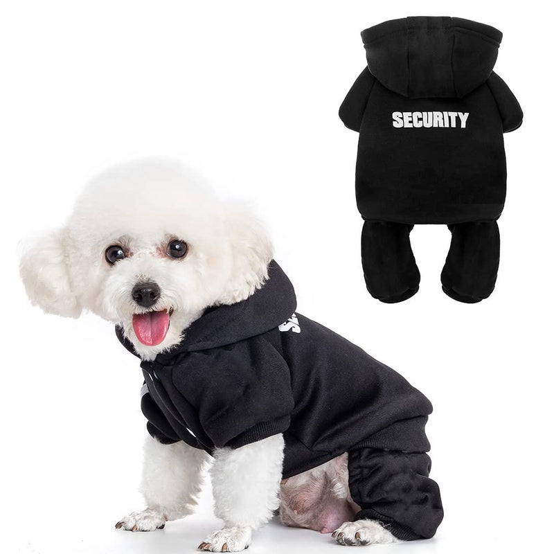 BINGPET Puppy Dog Sweatshirt Hoodies - Security Patterns Printed Black Warm Hoodie for Small to Medium Dogs - Pet Dog Sport Apparel with White Stripe Christmas Dog Pajamas - BeesActive Australia