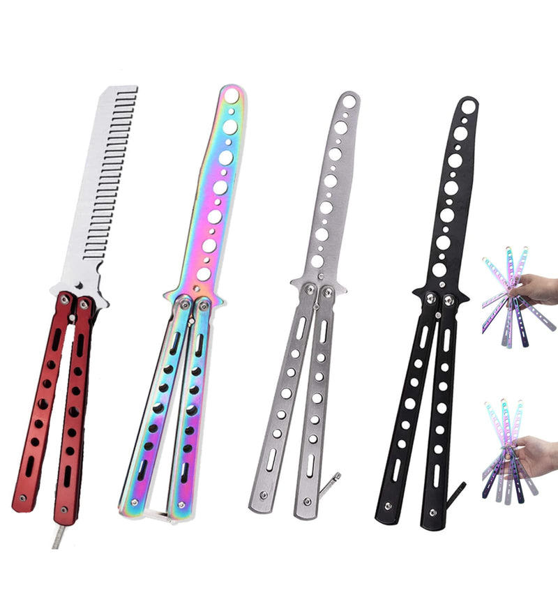 KALOPEZY 4 Pcs Practice Butterfly Trainer, Unsharpened Butterfly Trainer Comb Stainless Steel - BeesActive Australia