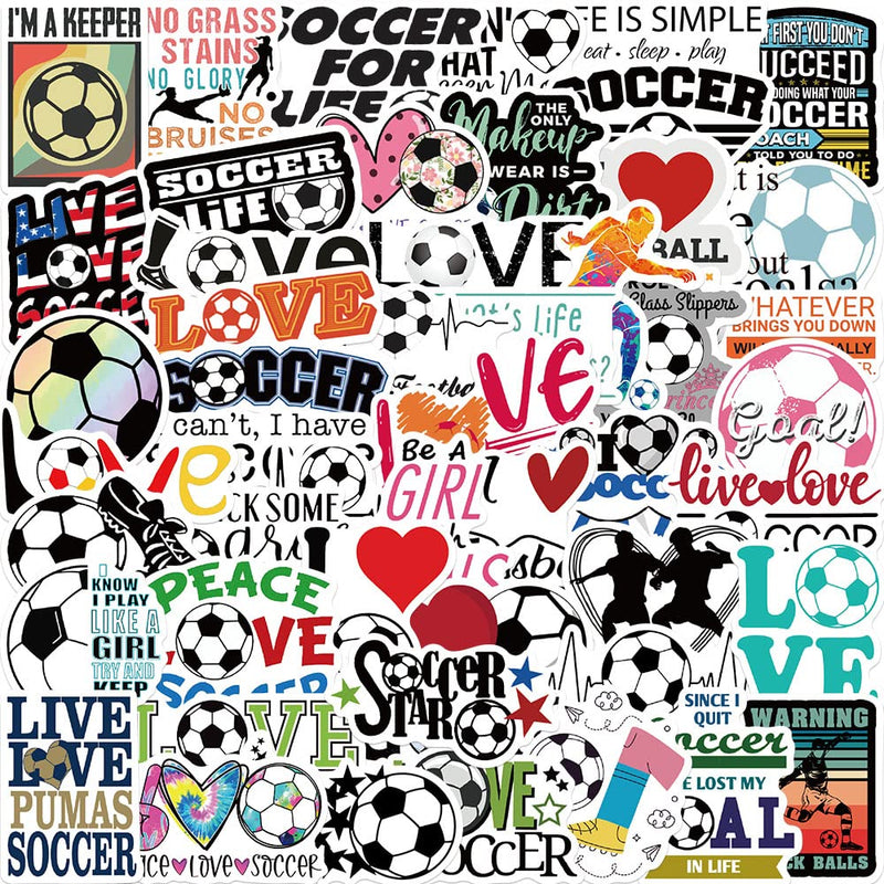 Bitocutvs 52PCS Soccer Stickers,Water Bottles Laptop Car Decal - Perfect Soccer Gifts for Teenagers - BeesActive Australia
