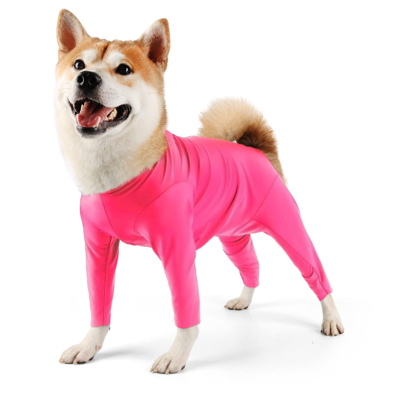 Due Felice Dog Onesie Shedding Suit Full Coverage Pet Surgical Recovery Bodysuit After Surgery Wear Cone Collar Cone Alternative Anxiety Calming Shirt for Female Male Dog Medium Pink - BeesActive Australia