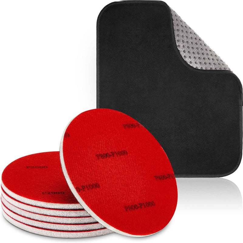 Maitys Microfiber Bowling Sanding Pad Bowling Accessories Bowling Ball Towel Resurfacing and Cleaning Kit 6 Pieces Bowling Ball Cleaning Pad and 1 Bowling Ball Towel Grit 500/ 1000/ 2000 Black and Red - BeesActive Australia