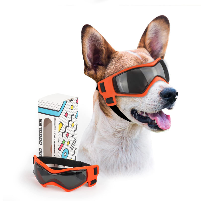 PETLESO Dog Goggles Small Breed, Easy Wear Small Dog Sunglasses, Adjustable UV Protection Puppy Sunglasses for Small to Medium Dog Orange - BeesActive Australia