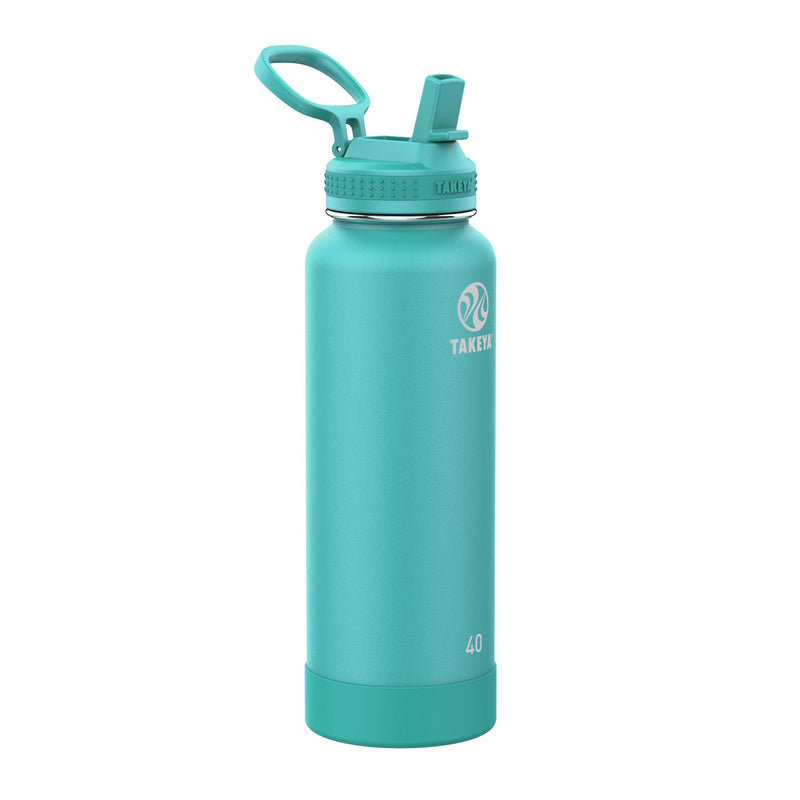 Takeya CP Signature Pickleball Insulated Water Bottle with Straw Lid, 40 Ounce, Dropshot Teal 40 oz - BeesActive Australia