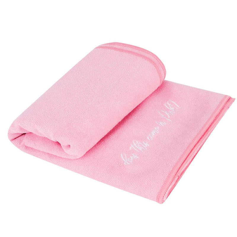 DoesThisComeInPink - Pink Superfine Microfiber Yoga Mat Towel Gym with Corner Pockets - BeesActive Australia