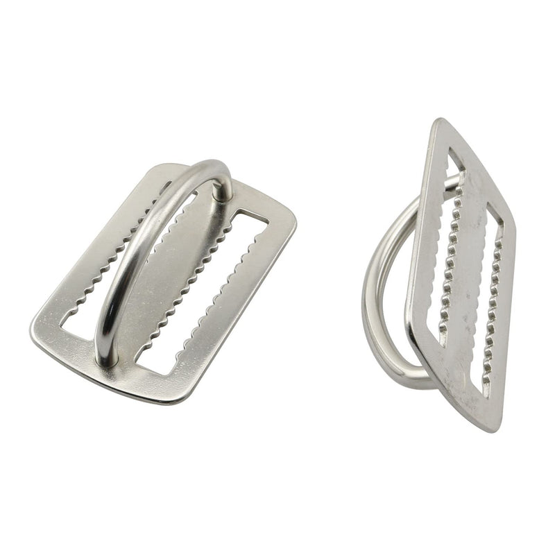 Youliang 2pcs Serrated Buckle Welded D-Ring 316 Stainless Steel Buckle 68x41mm D-Ring Keeper Stoppers for Scuba Diving - BeesActive Australia