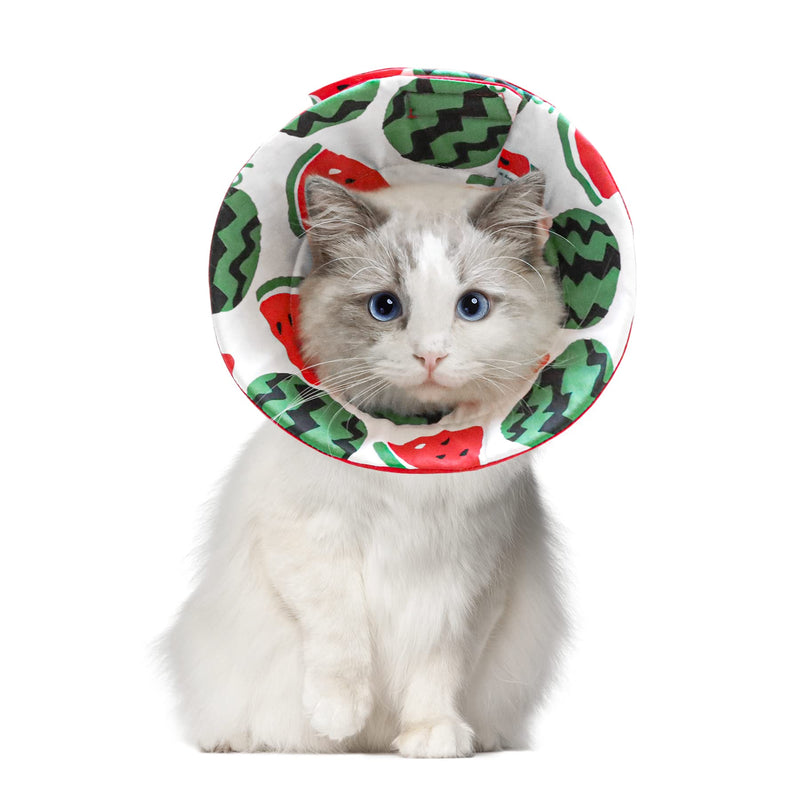 ComSaf Cat Recovery Collar, Lightweight Pet Elizabeth Collar, Soft Adjustable Cat Cone Collar After Surgery for Cat Kitten Prevent from Licking Wounds, Loops-Protective Healing, Not Block Vision Watermelon-S(Neck:5-7in) - BeesActive Australia