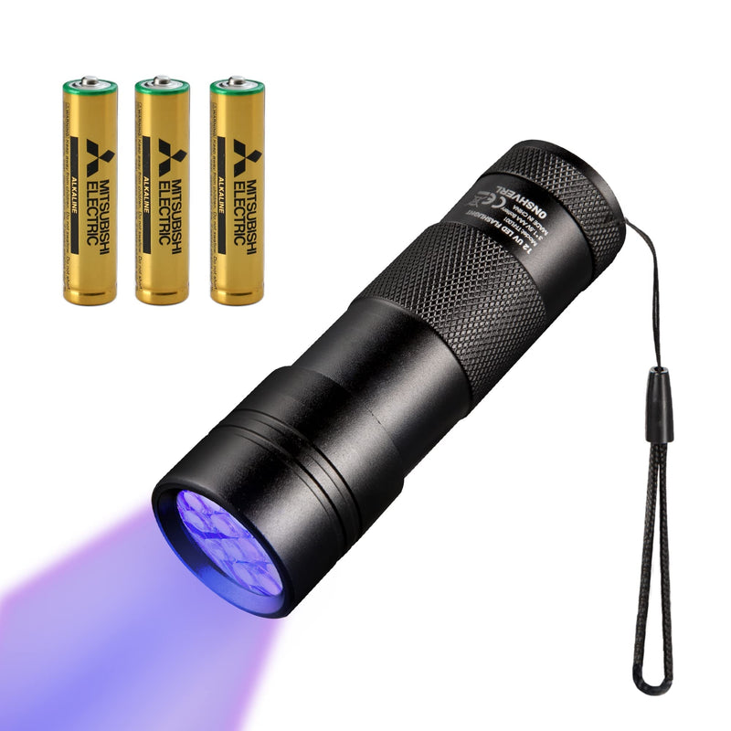 UV Flashlight Black Light, Handheld Blacklight Flashlights 12 Led 395nm Mini Light Torch Detector for Dog Pet Urine Stains, Bed Bugs and Scorpions, AAA Batteries Included - BeesActive Australia