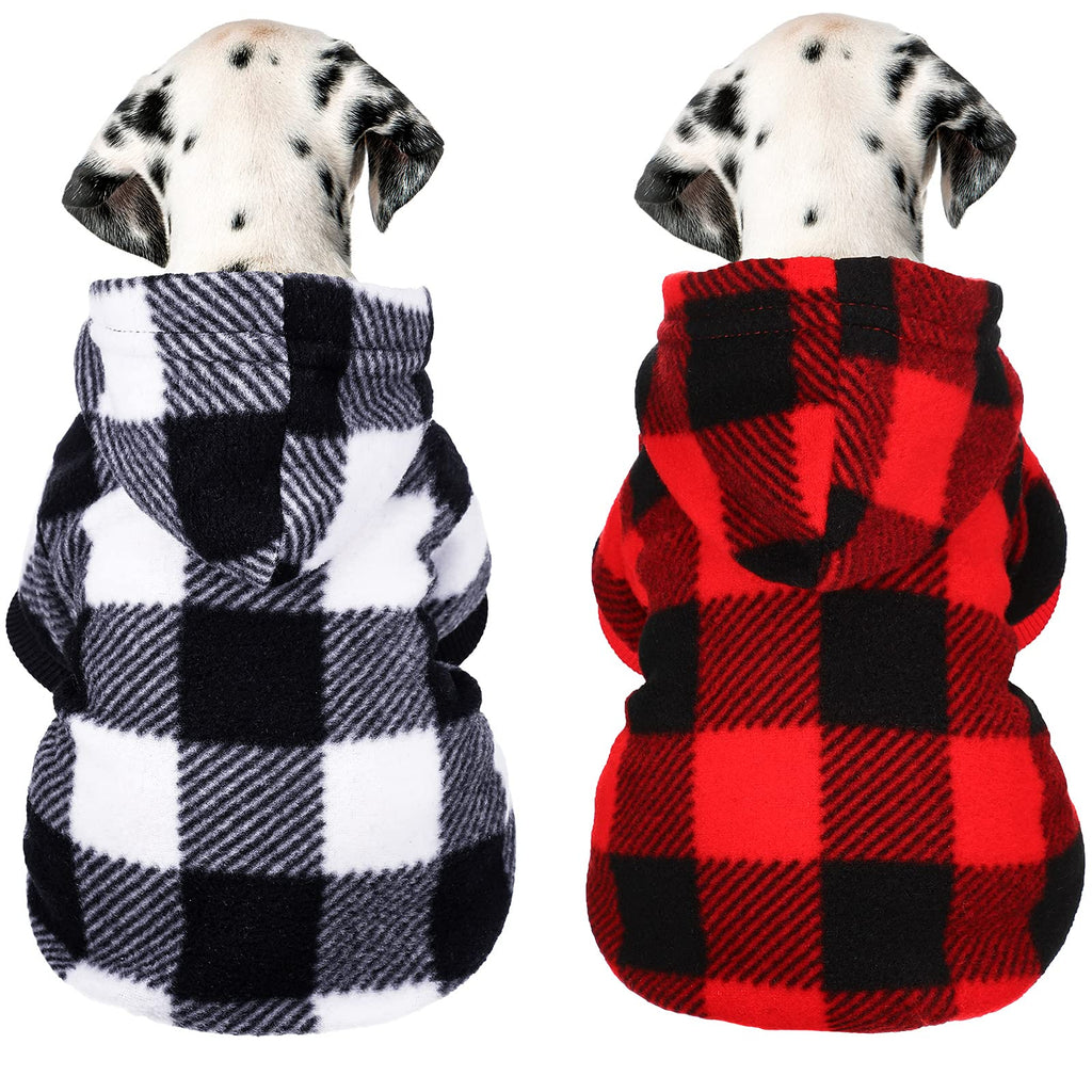 Frienda 2 Pieces Plaid Dog Hoodie Warm Soft Dog Sweater Outfit with Hat Autumn and Winter Pet Clothes with Leash Hole for Small Medium Puppy Wearing Large - BeesActive Australia