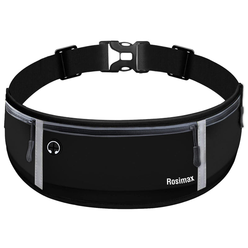 ROSIMAX Running Waist Phone Bag Water Resistant Adjustable Outdoors Sport Running Belt Travelling Money Pouch Fanny Pack for Women Men Cell phone holder Runners Belts for Hiking Fits All Phones iPhone Samsung - Black - BeesActive Australia