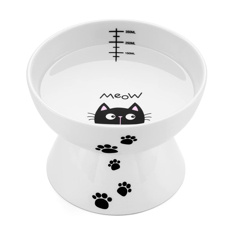 Yedio Porcelain Raised Cat Bowls, Cat Food Bowl with Anti Slip Band, Stress Free, Elevated Porcelain Pet Bowl Protect Pet's Spine, Backflow Prevention, Dishwasher Safe, White 15 oz - BeesActive Australia