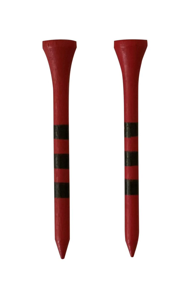 Golf Tees Etc. 2 3/4" & 3 1/4" Wooden Golf Tees with Precision Height Stripes - Pack of 100 (Red/Black or White/Black) 2 3/4" Red/Black Stripes - BeesActive Australia