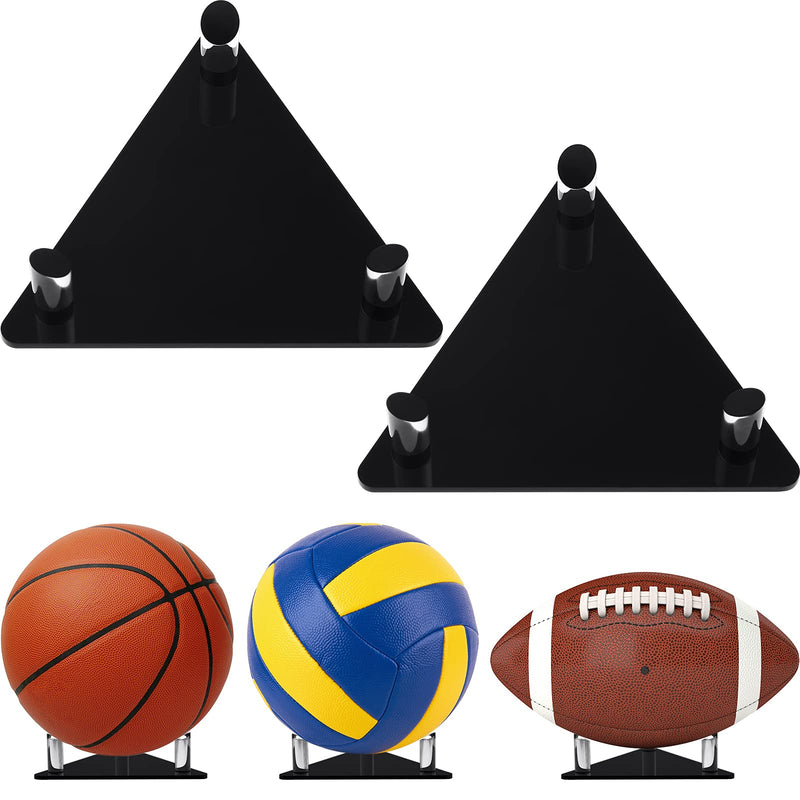 2 Pieces Acrylic Ball Stand Display Holder Sports Ball Storage Rack for Football Basketball Volleyball and Soccer Ball (Black) - BeesActive Australia