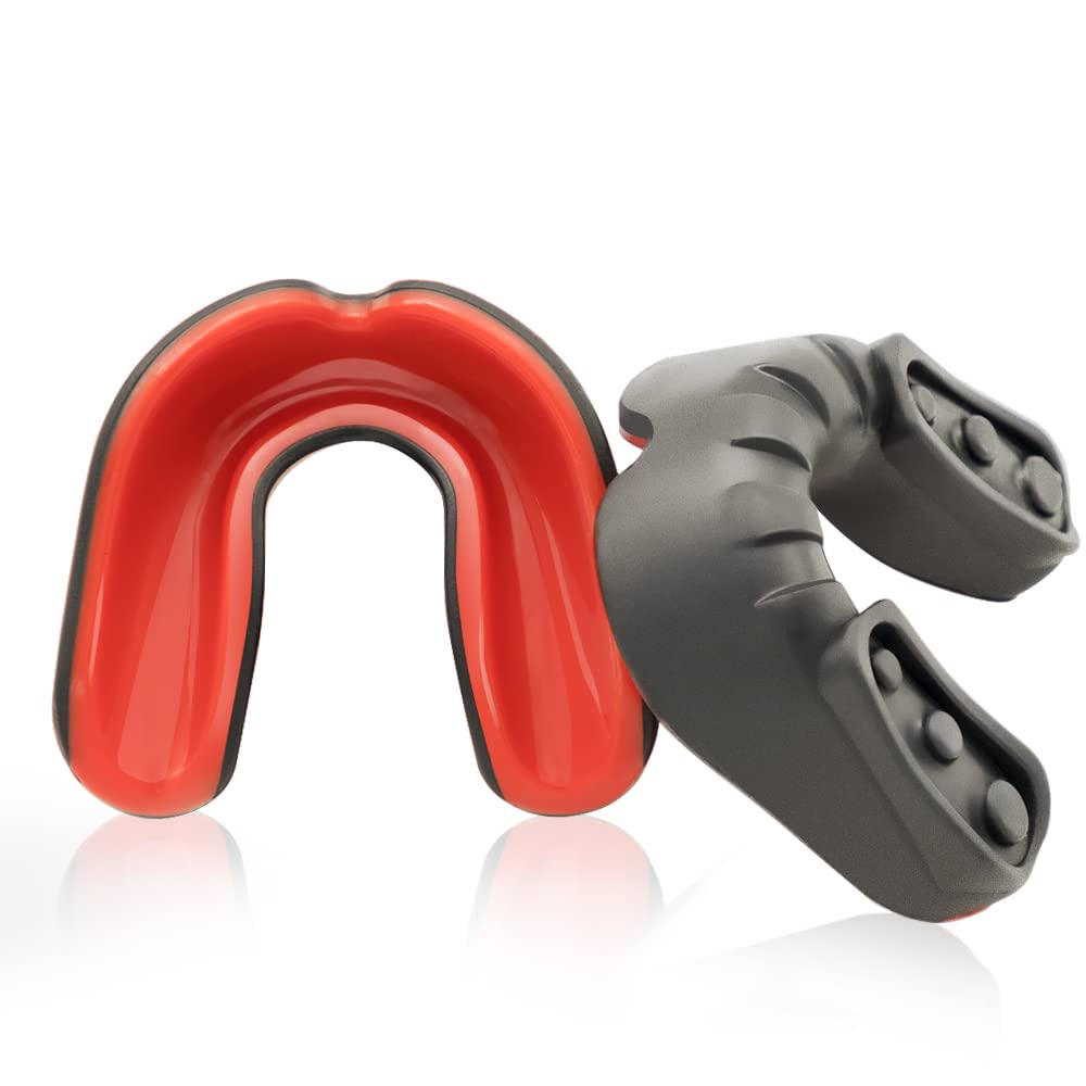 Mouthguard with Case for Adult, Mouth Guard Sports for Football, Lacrosse, Boxing, MMA, Jiu Jitsu, BJJ Mouthguard| Black&Red, Mouth Piece One Size, Boxing Mouth Guard Gifts for Men, Braces Mouth Guard - BeesActive Australia