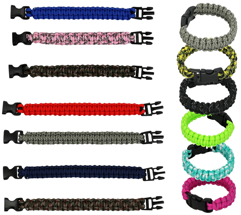 Iconikal Paracord Survival Bracelets with Clip, Assorted Colors, 6 Medium & 6 Large - BeesActive Australia