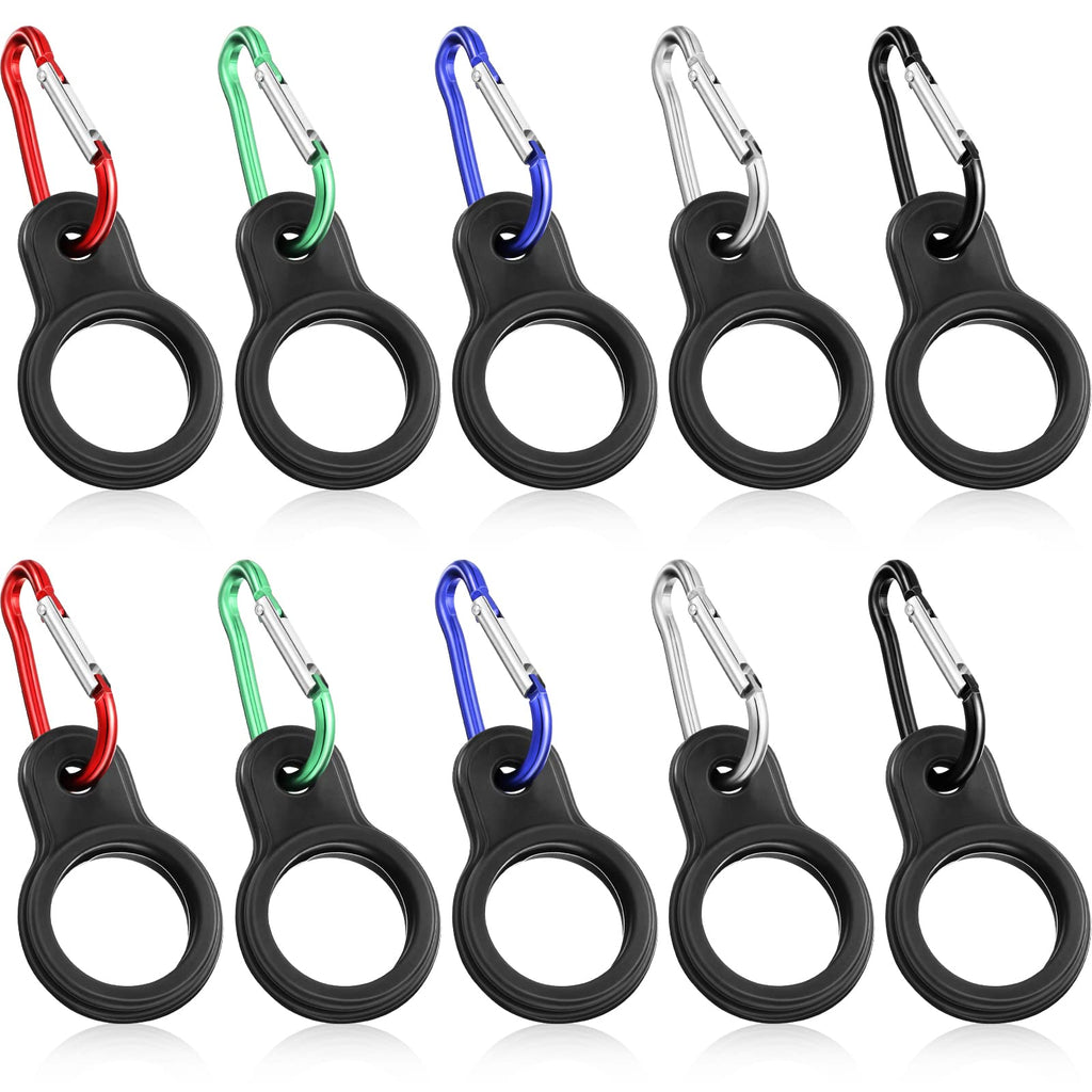 10 Sets Silicone Water Bottle Carrier Silicone Water Bottle Holder Water Bottle Clip with 10 Pieces Metal Keychain Clip Key Ring Clip for 12 oz 17 oz 25 oz Cola Shaped Bottle Sports Outdoor Activities - BeesActive Australia