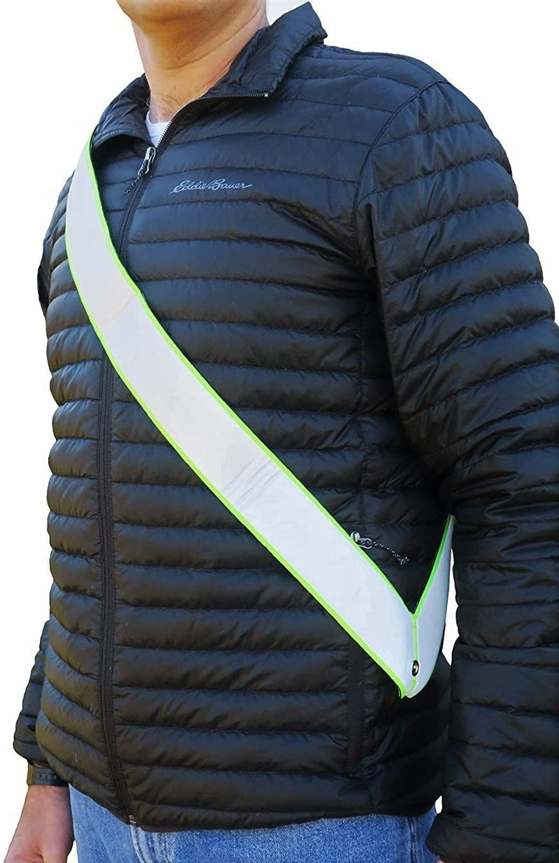 Leg Shield Reflective SASH - Very Large Reflective Area for Greater Visibility - Comfortable, Neoprene, Easy on/Off, Great for Walking at Night. - BeesActive Australia