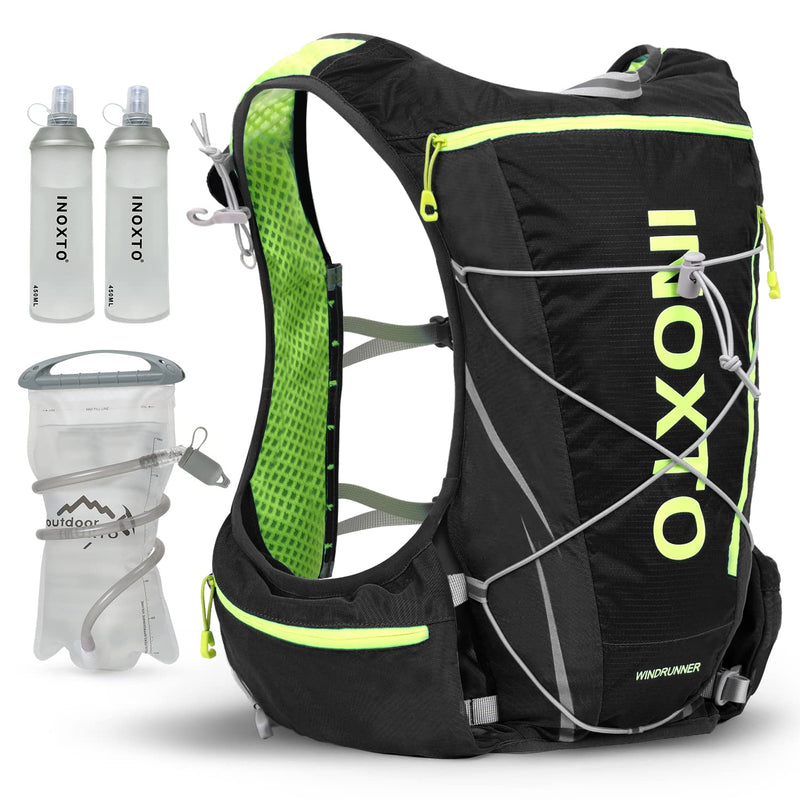 INOXTO Hydration Vest Backpack,Lightweight Water Running Vest Pack with 1.5L Water Bladder Bag Daypack for Hiking Trail Running Cycling Race Marathon for Women Men Kids Black (L/XL) - BeesActive Australia