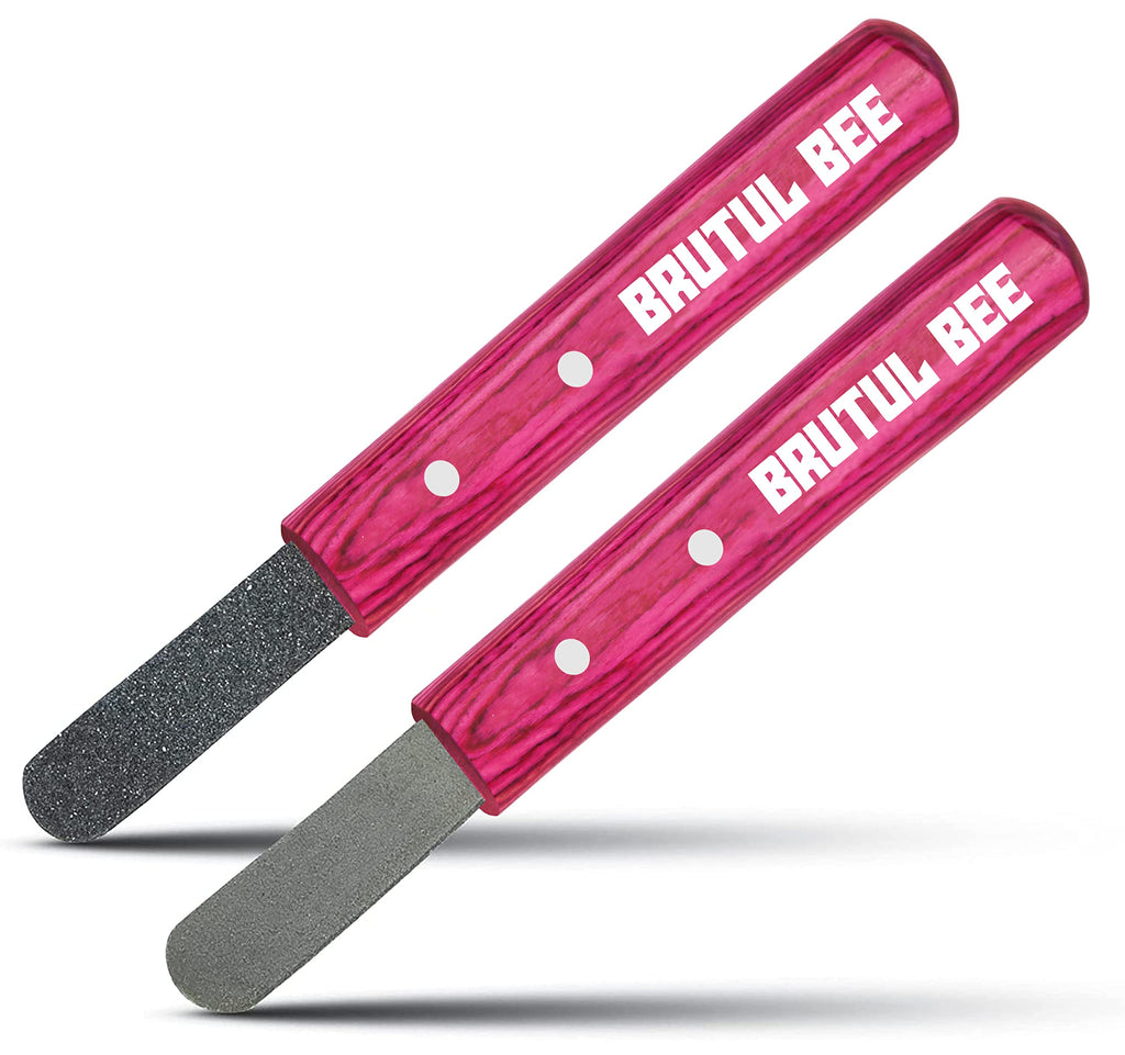 BRUTUL FIGHT Brutul Bee Stripping Metal Stone Diamond Edged for Dogs, Cats & Pets with Wooden Handle (PINK) PINK - BeesActive Australia