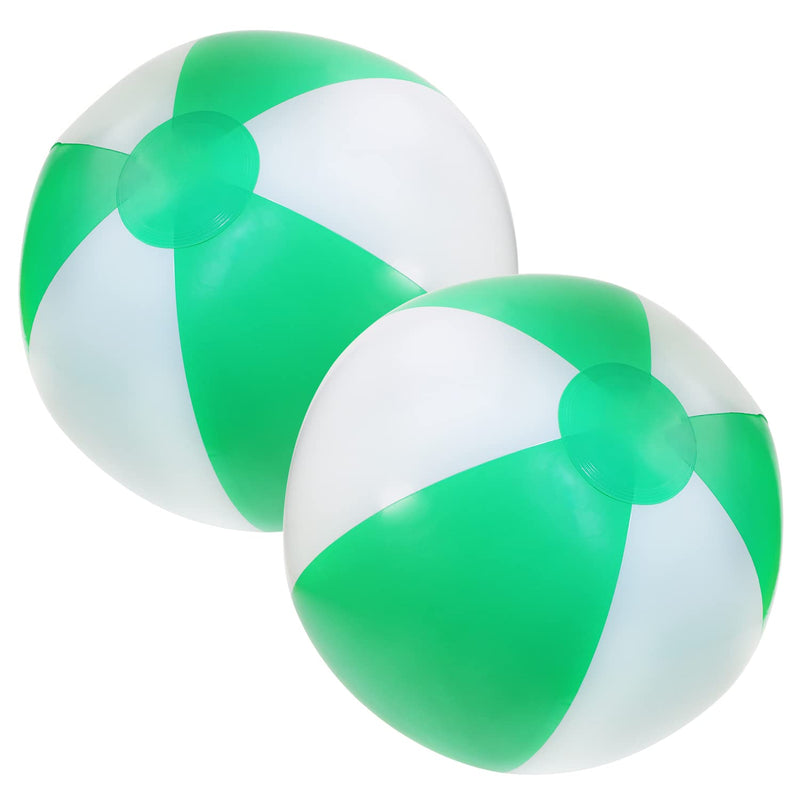 Penta Angel Beach Balls 2PCS 12 Inch Inflatable/Blow Up Classic Rainbow Color Summer Swimming Pool Party Favors Water Toy Beachball for Women Men Adults Playing Green&White - BeesActive Australia