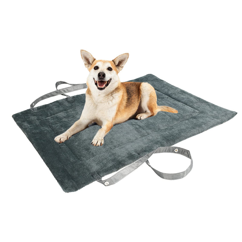 Kritter Planet Reversible Waterproof Dog Bed Pad for Camping Travel, Portable Car Seat Pet Cushion Mat with Handles for Small Medium Dogs Cats, Indoor and Outdoor Use Grey - BeesActive Australia