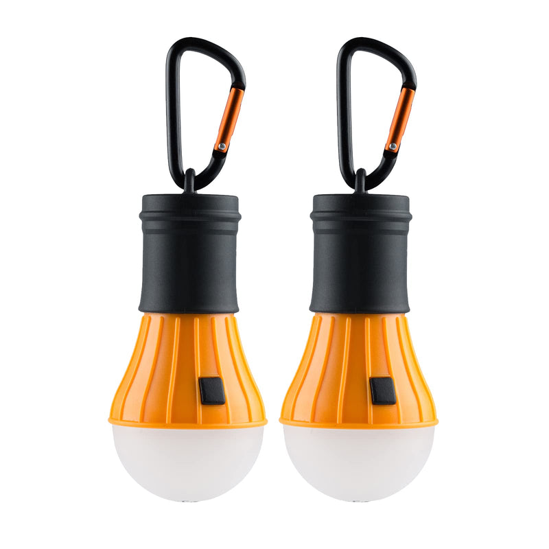 AceCamp 2-Pack Tent Lamp White Light with Carabiner Clip Hook, Camping Lantern Hanging, Battery Powered Led 105 lumens (Orange) Orange - BeesActive Australia