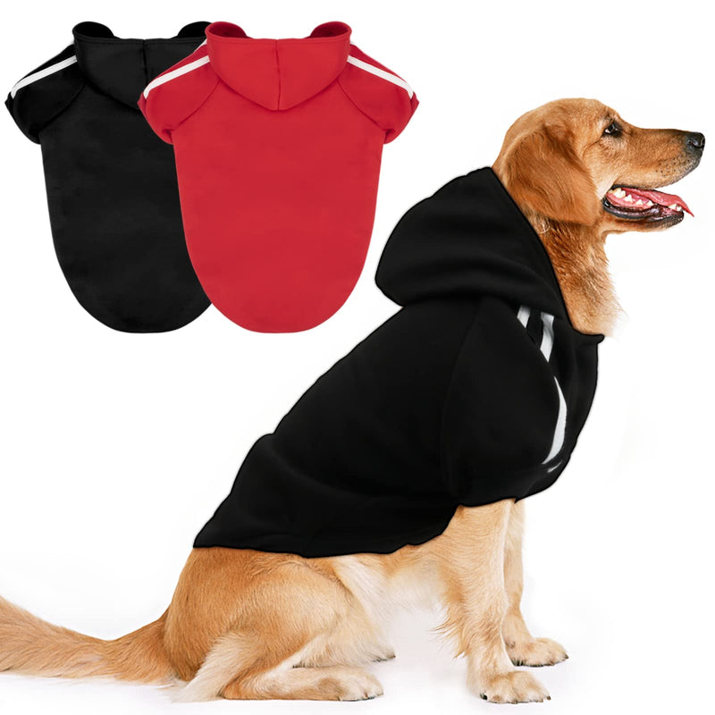 Rypet 2 Packs Basic Dog Hoodie Pet Clothes Sweater with Hat, Casual Sports Hoodie Sweatshirt for Medium Large Dogs 9XL(Chest: 35.4", Back: 29.1") - BeesActive Australia