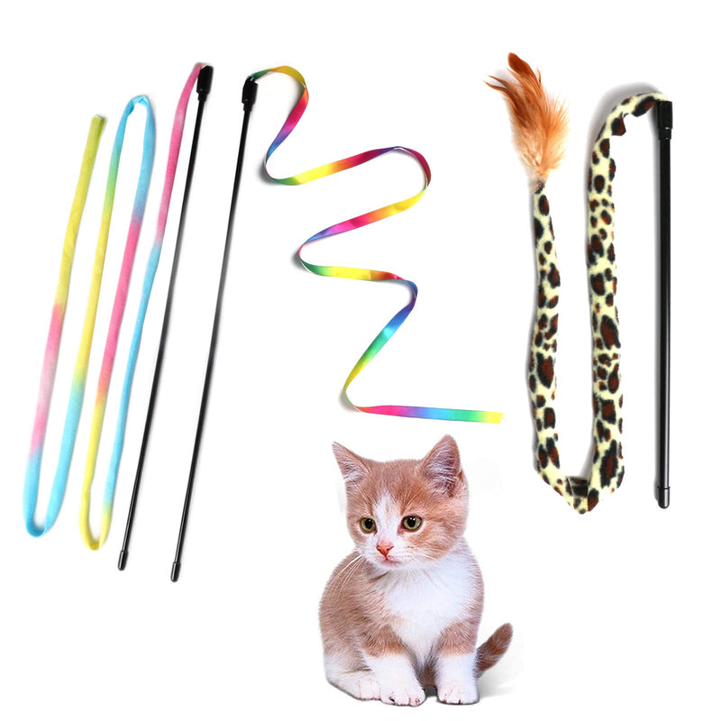 M JJYPET Cat Wand Toys, Interactive Kitten Toys for Indoor Cats,Colorful Cat Teaser Wand String for Cat Kitten Exercise-3PCS - BeesActive Australia