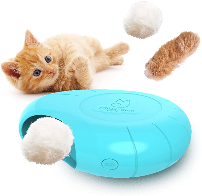Migipaws Cat Toys Interactive Fluffy Ball Squeak Hide and Seek in a Mice Hole Smart Kitten Teaser Automatic Timer On Off Fur Tail Refill - BeesActive Australia