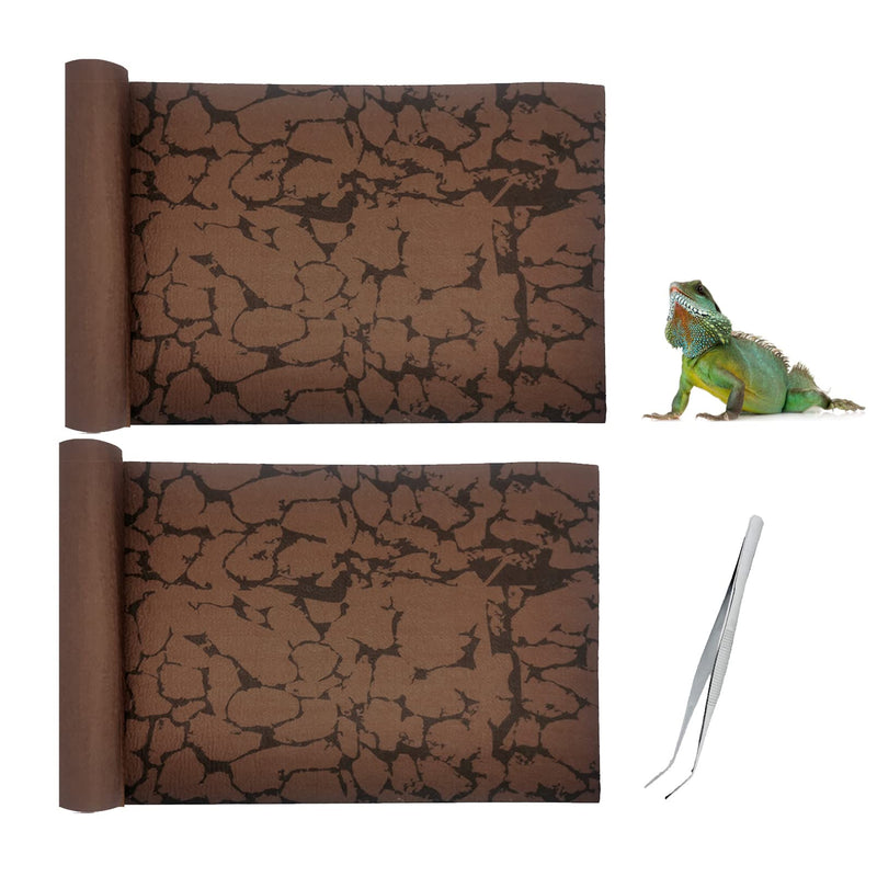 Tfwadmx Reptile Carpet Sand Mat for Bearded Dragon Terrarium Substrate Liner Brown Leopard Gecko Tank Accessories Lizard Bedding Mats for Tortoise Turtle Snake Chameleon with Tweezers M:15.7"x23.6"(2Pcs) - BeesActive Australia