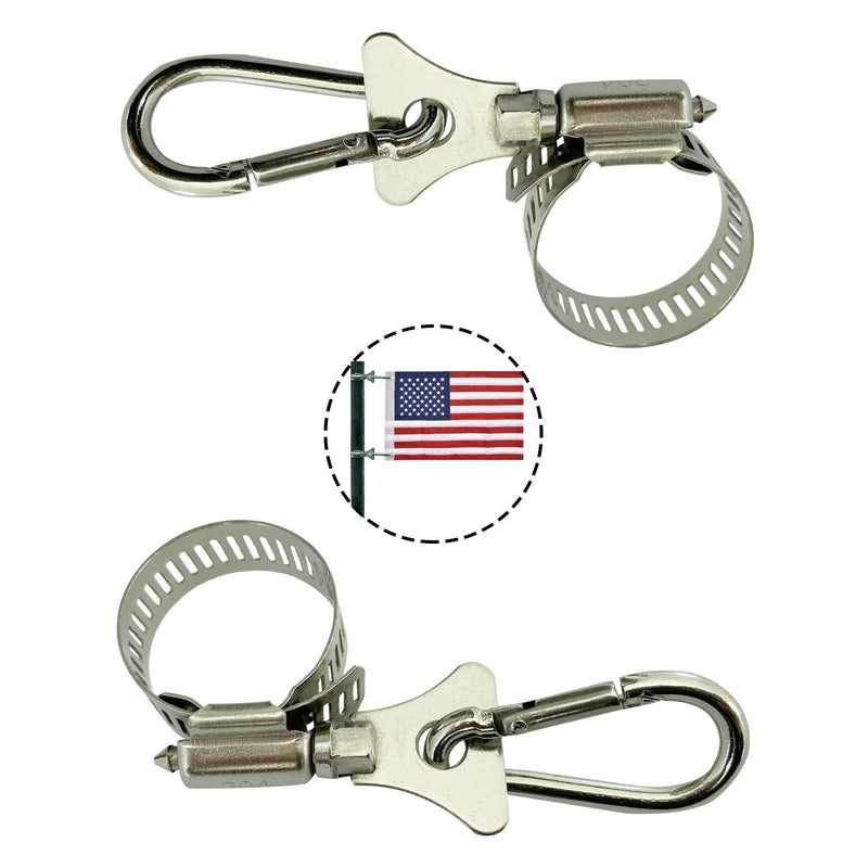 2 Pack Boat Flag Pole Clips with Carabiner Clamp for Grommet Flags Flag Pole Rings for 0.75-1.2 Inch Diameter Flagpole (2 Pack) 2 Pack - BeesActive Australia