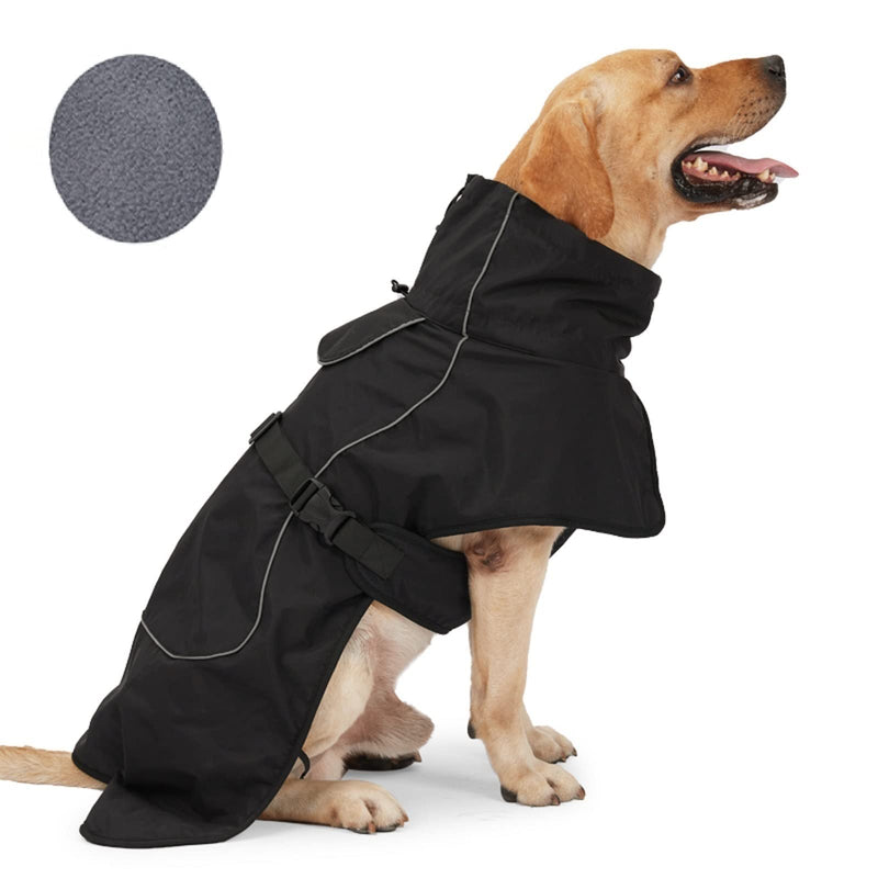 Dog's Cold Weather Coats-Warm Waterproof Dog Jackets Raincoats Windproof Coat with Velvet Inner Soft X-Large Black - BeesActive Australia