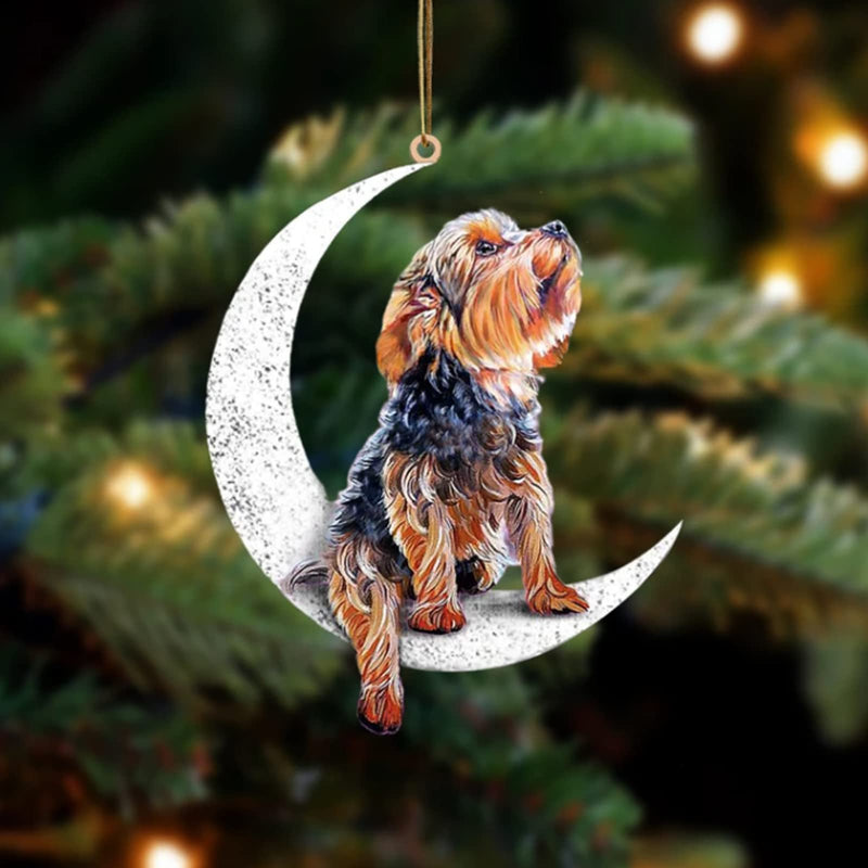 Yorkshire Terrier Sit On The Moon Dog Memorial Keepsake Christmas Remembrance Ornament to Remember Loved - Loss of Pet Gifts Yorkshire Terrier - BeesActive Australia