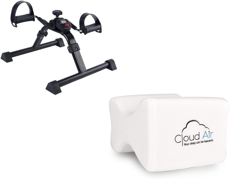 Vaunn Medical Under Desk Bike Pedal Exerciser and Memory Foam Knee Pillow Bundle - BeesActive Australia