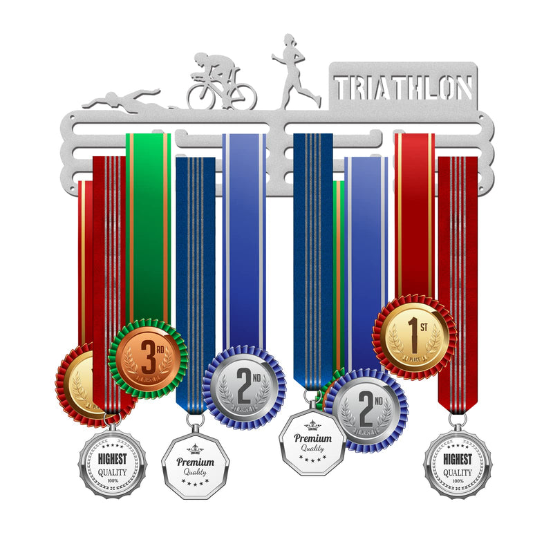 GLOBLELAND Triathlon Medal Holder Display Hanger Rack Frame for Sport Race Girls Pattern Metal Medal Hanger for Triathlon Swimming Running Bicycle Competitions,15.75x6Inches - BeesActive Australia