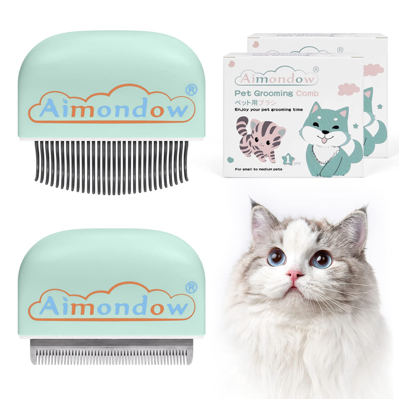 Aimondow Cat Comb, Cat Brush for Shedding and Grooming, Hair Removal Massaging Shell Comb for Cats Dogs Puppy Rabbit Bunny, Easy to Dematting Matted Fur Tangled Hair Undercoat, 2 PCS Green - BeesActive Australia